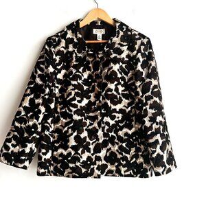 Talbots Silk Wool Blend Floral Animal Print Abstract Print Blazer 14
